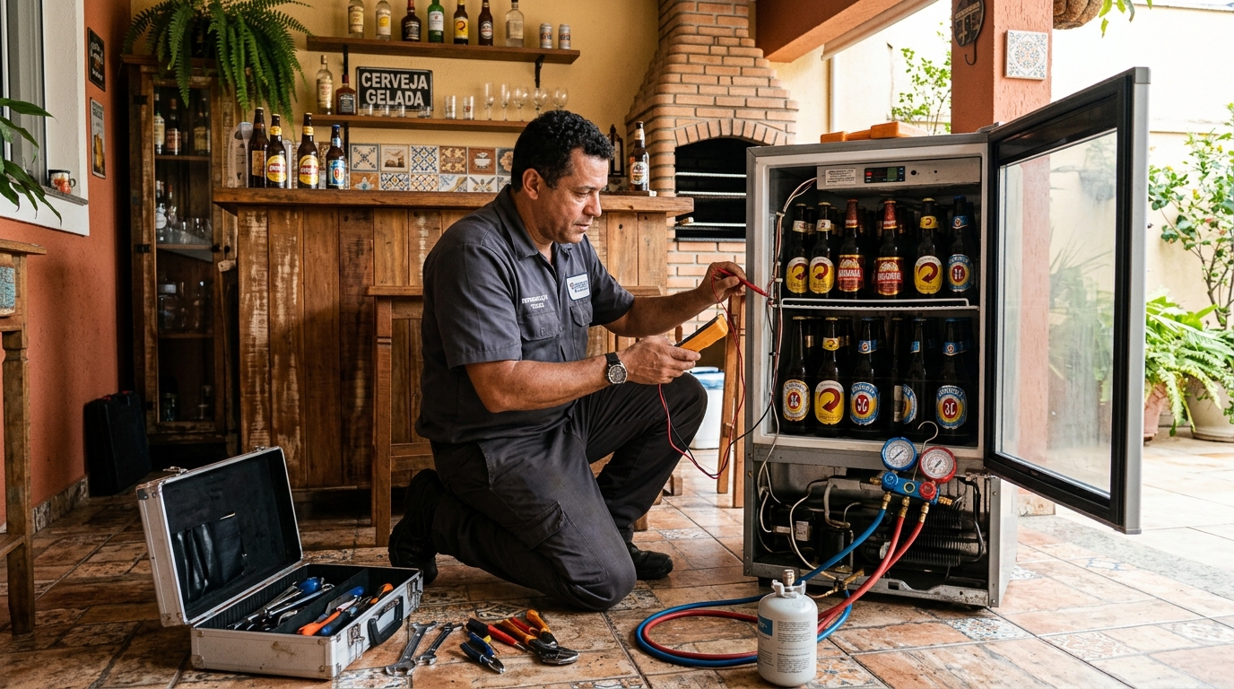 Recarga de gás refrigerante de cervejeira em Brasília‑DF