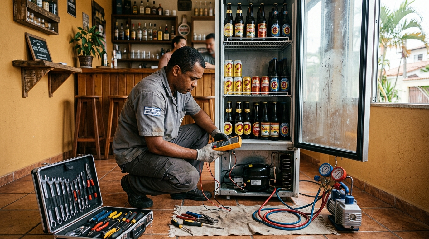 Substituição do termostato de uma cervejeira em Brasília‑DF